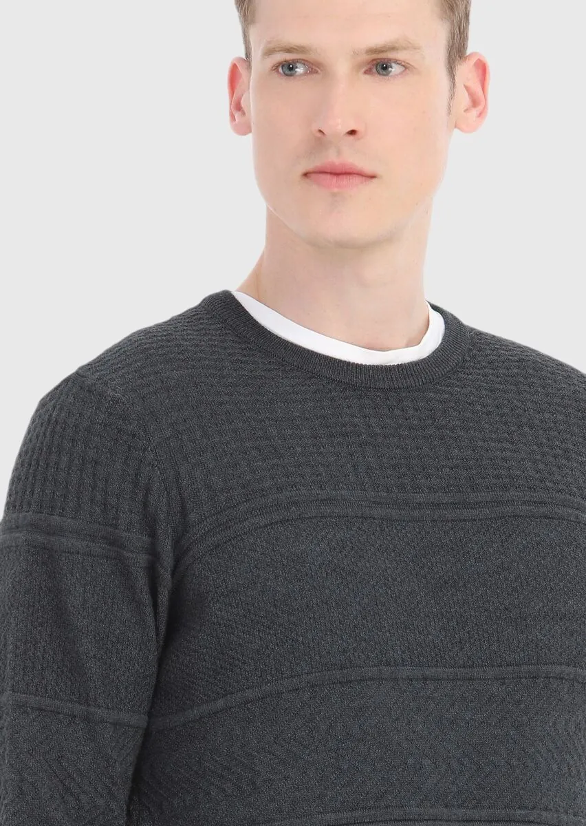 Dark Grey Knitwear Sweatshirt - 3