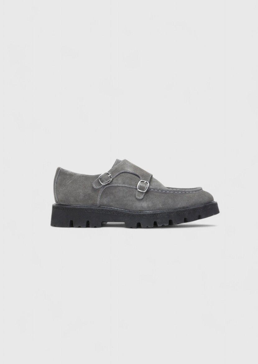 Dark Grey Leather Casual Loafer - 1