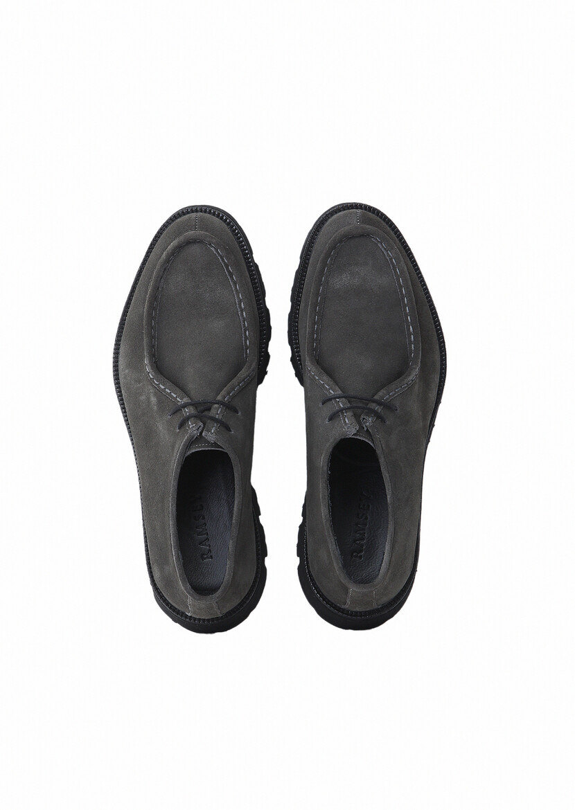 Dark Grey Leather Shoes - 6