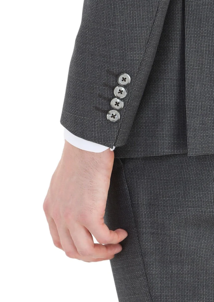 Dark Grey Micro Modern Fit 100% Wool Suit - 4