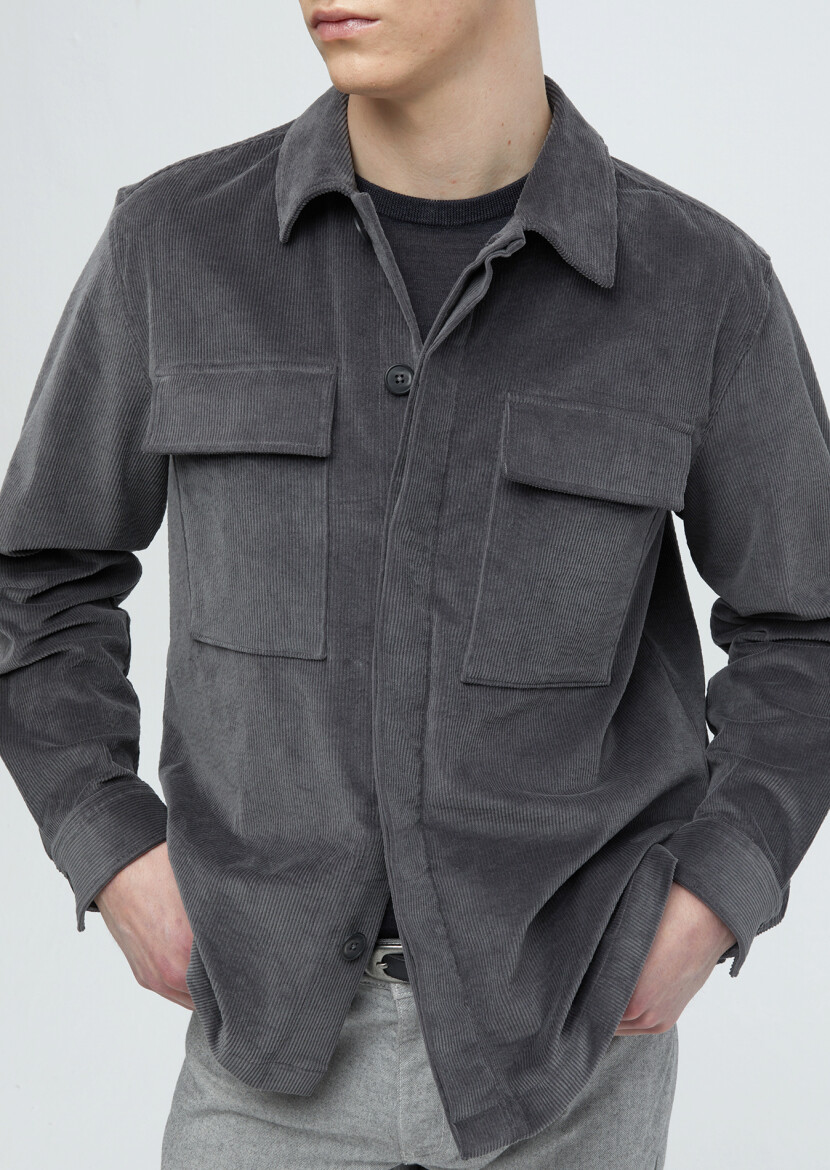 Dark Grey Overshirt - 4