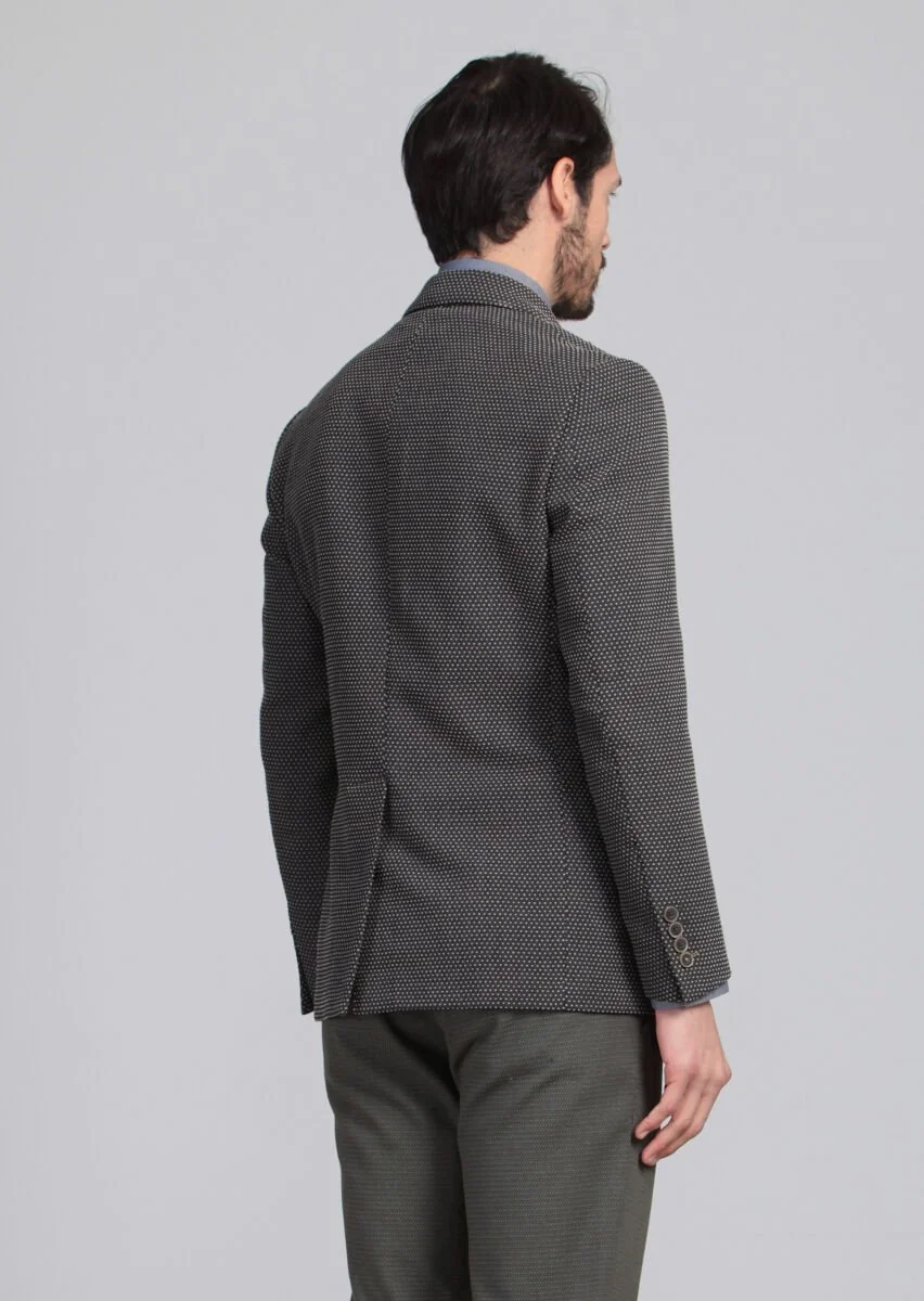 Dark Grey Patterned Zeroweight Slim Fit Wool Blended Jacket - 5