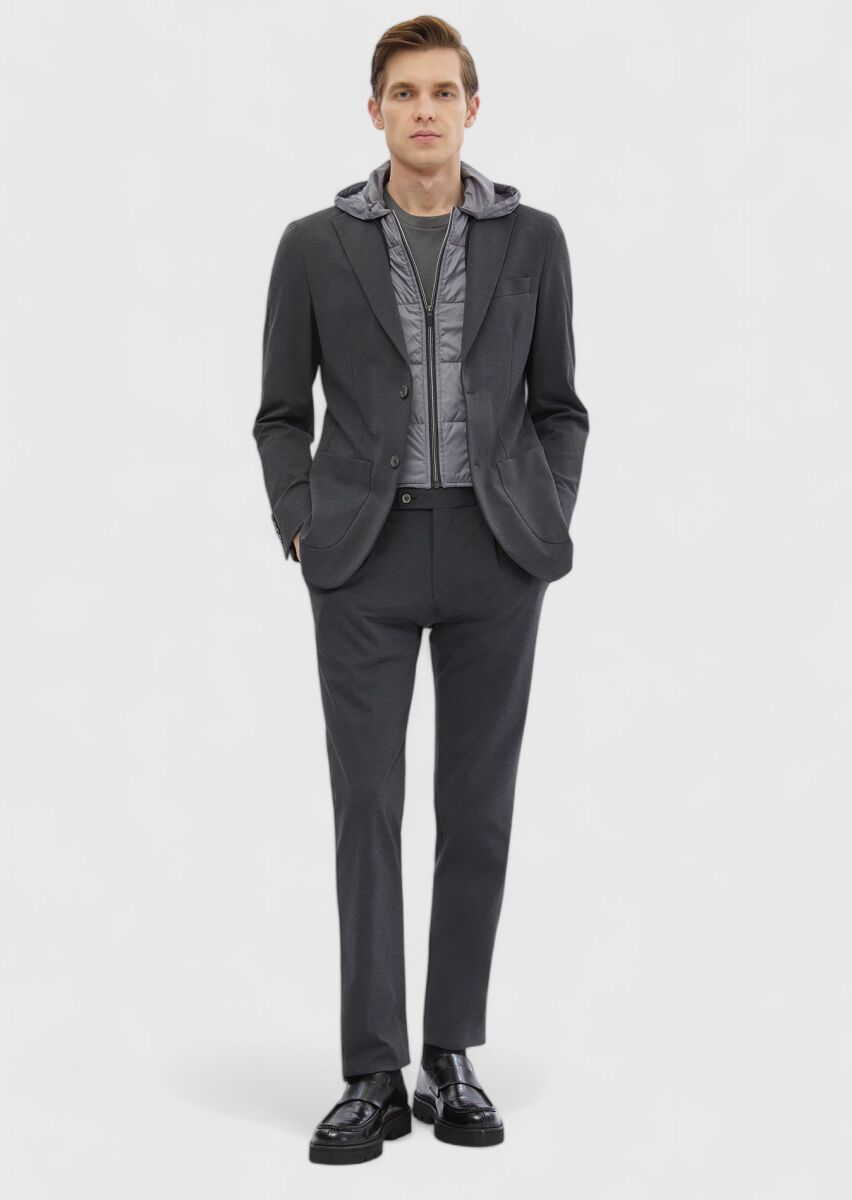 Dark Grey Plain Comfort Fit Suit - 2