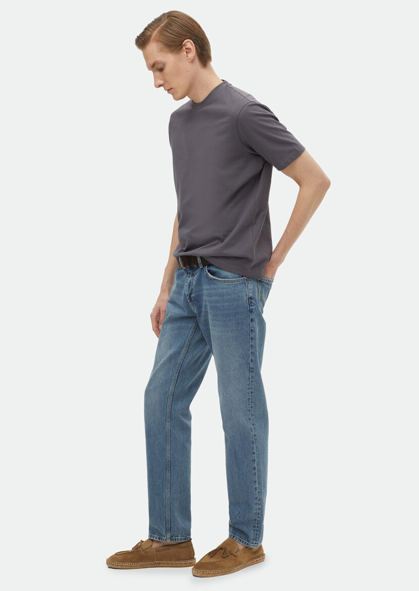 Dark Grey Plain Crew Neck 100% Cotton T-Shirt 