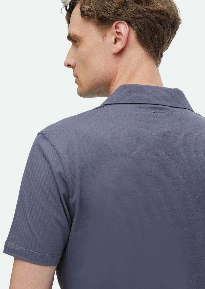 Dark Grey Plain Polo Neck 100% Cotton T-Shirt - 5