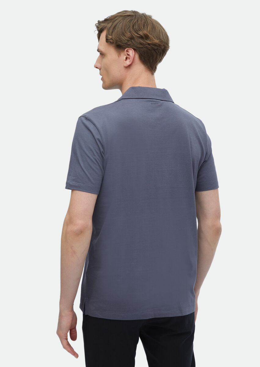 Dark Grey Plain Polo Neck 100% Cotton T-Shirt - 6