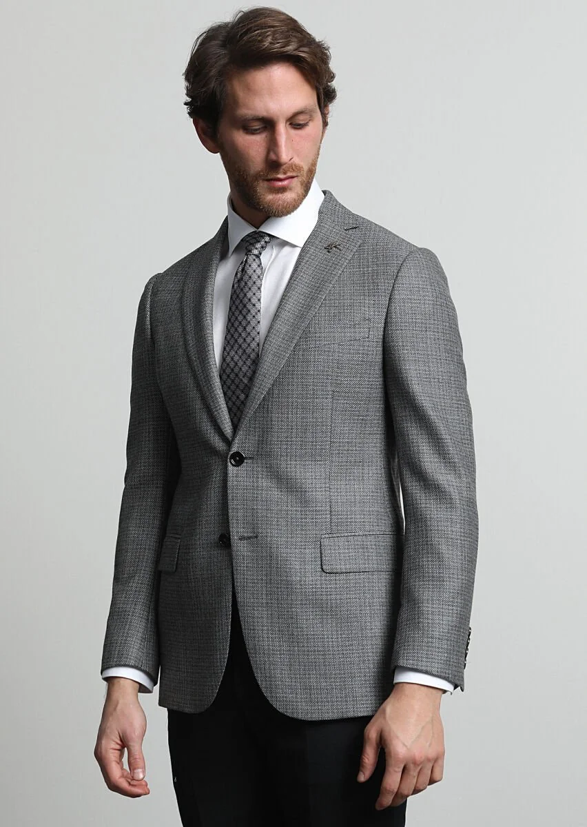 Dark Grey Plain Regular Fit 100% Wool Jacket - 1
