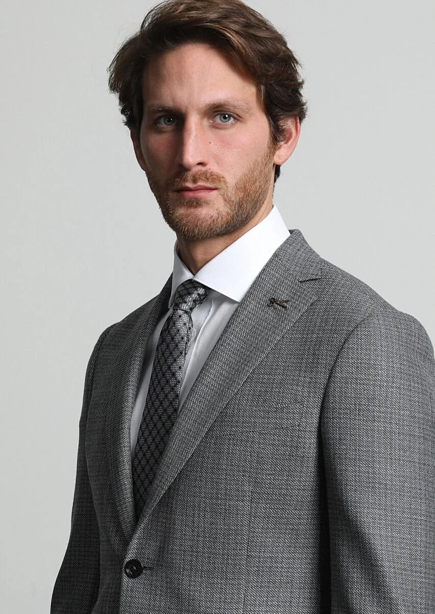 Dark Grey Plain Regular Fit 100% Wool Jacket - 2