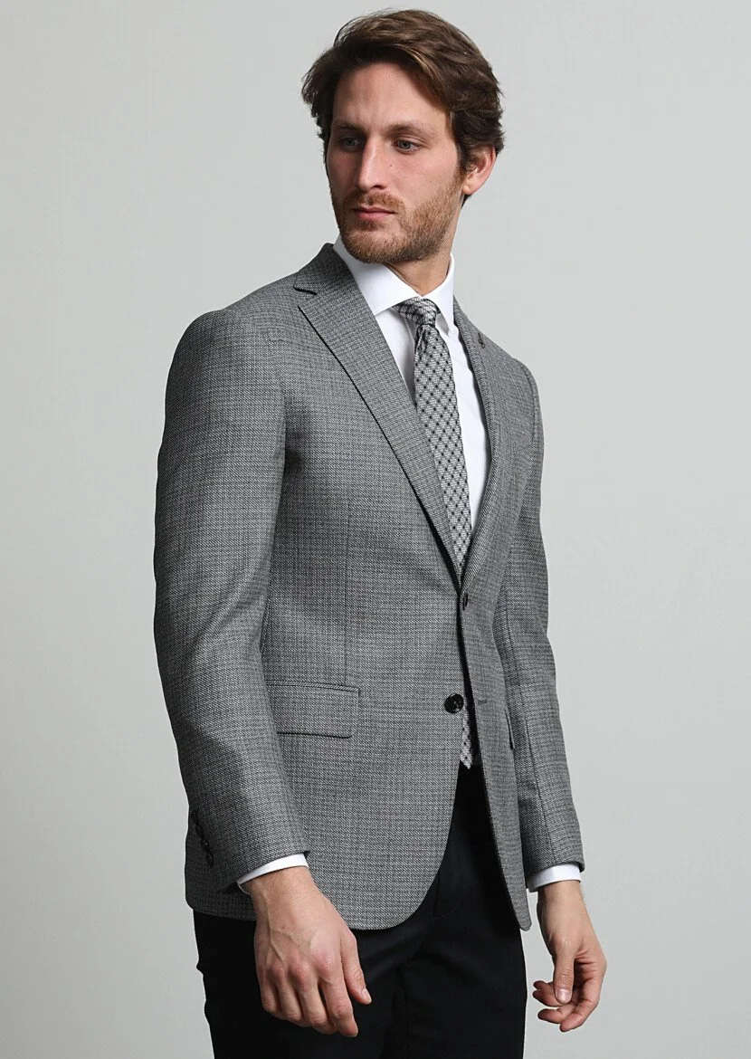 Dark Grey Plain Regular Fit 100% Wool Jacket - 3