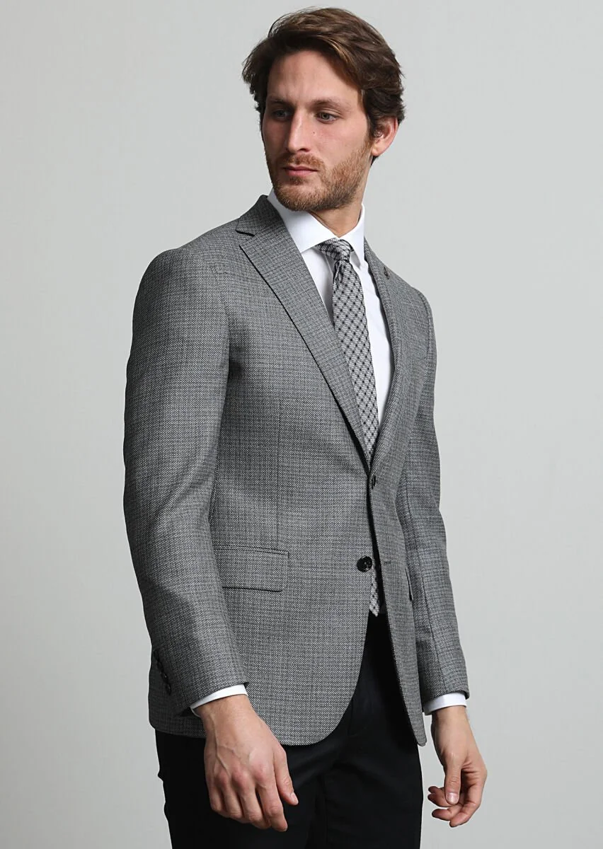 Dark Grey Plain Regular Fit 100% Wool Jacket - 3