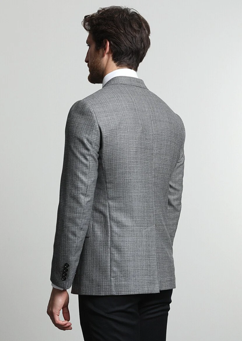 Dark Grey Plain Regular Fit 100% Wool Jacket - 4