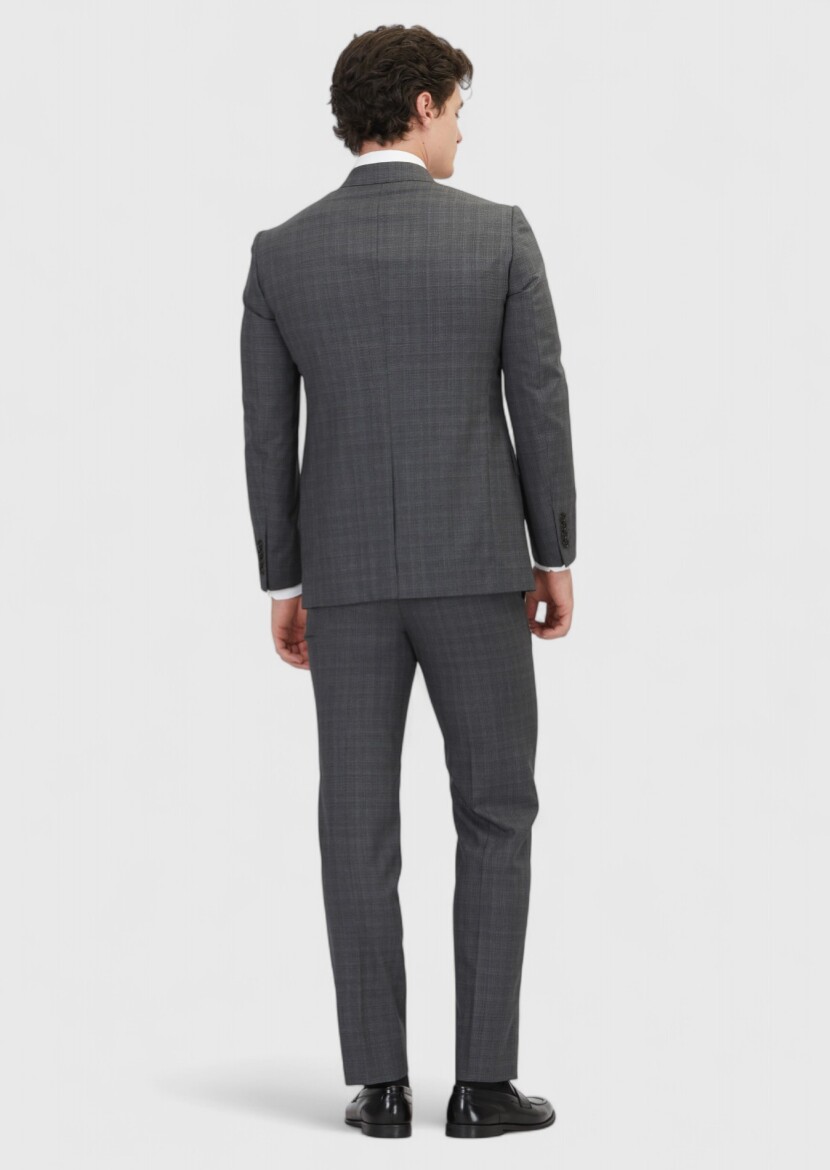 Dark Grey Plain Regular Fit 100% Wool Suit - 6