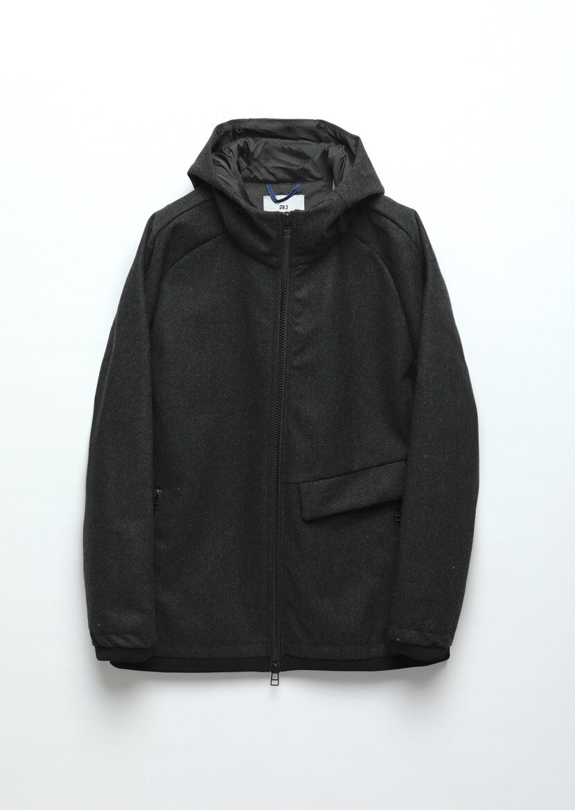 Dark Grey Regular Fit Hooded Denim Weaving Coat - 11