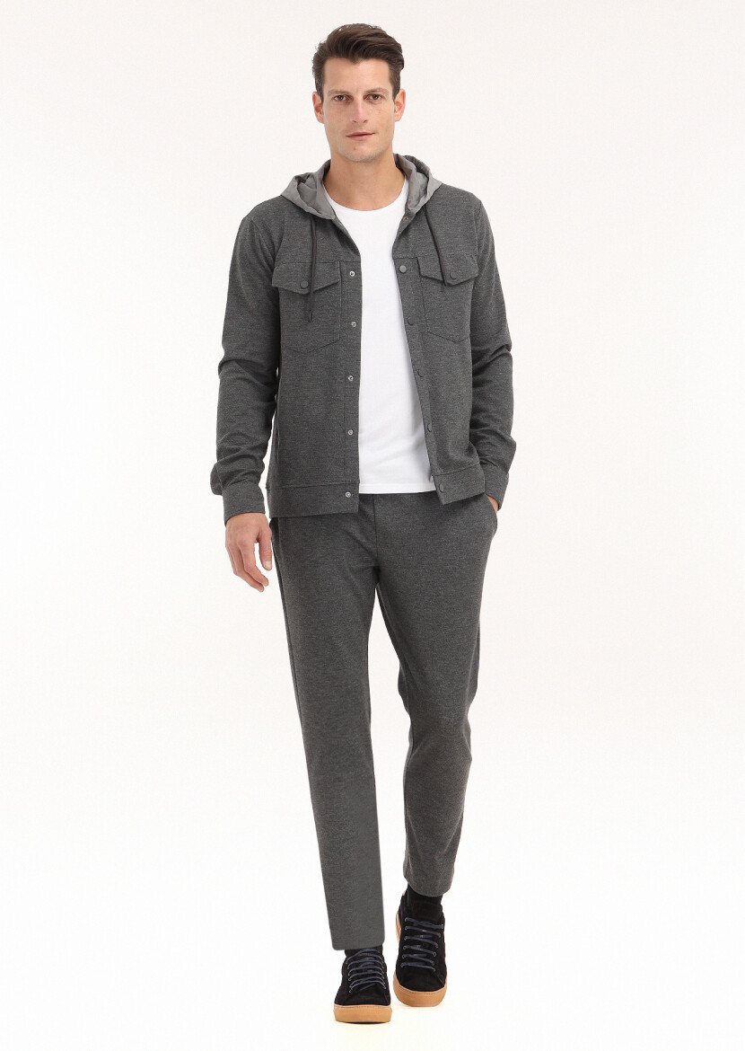 Dark Grey Regular Fit Lightweight Jacket - 1
