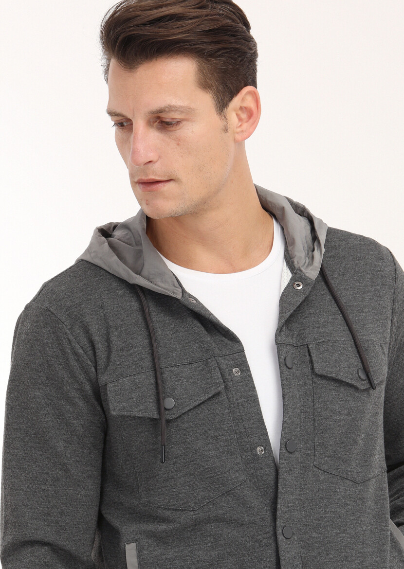 Dark Grey Regular Fit Lightweight Jacket - 3