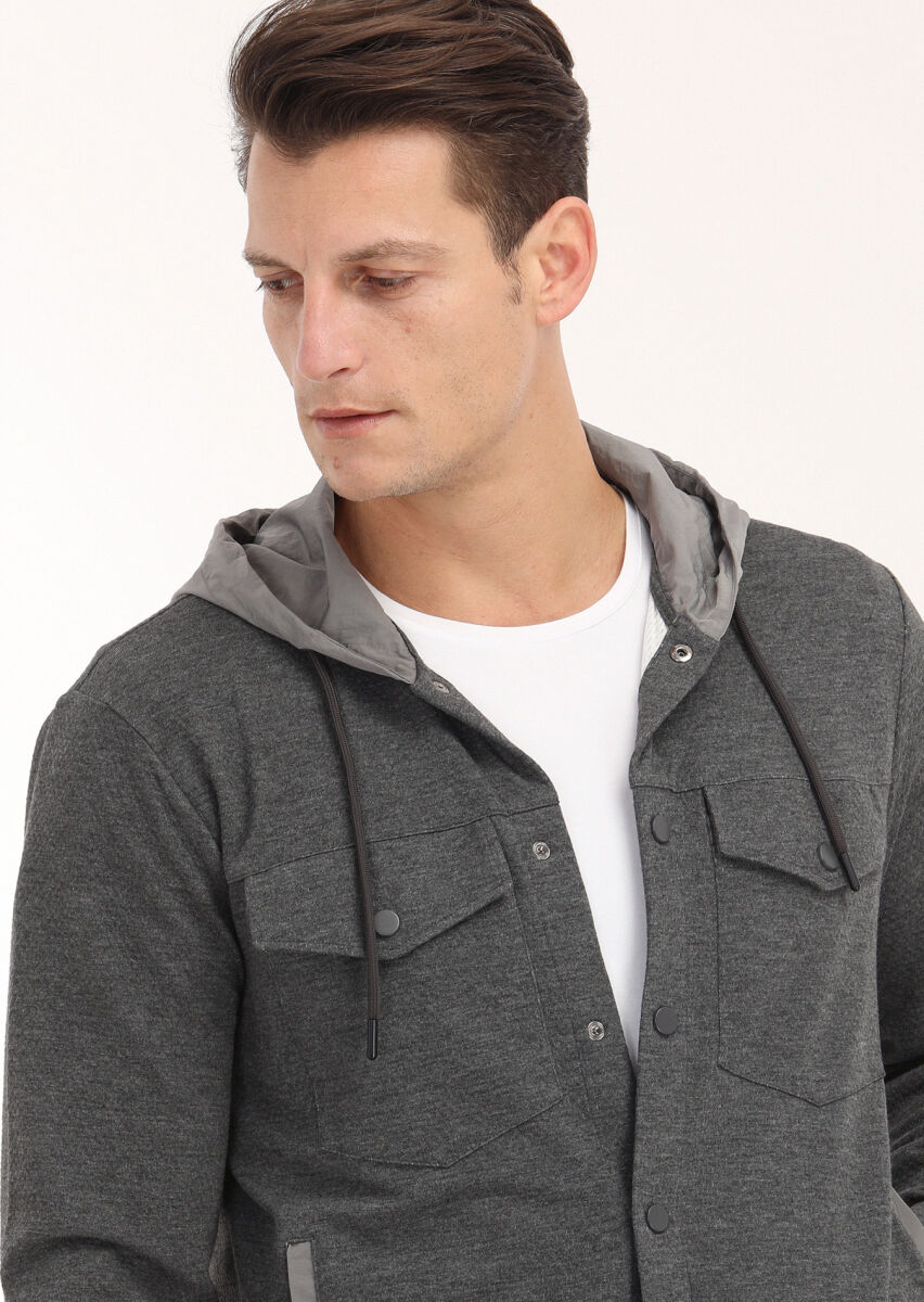 Dark Grey Regular Fit Lightweight Jacket - 3
