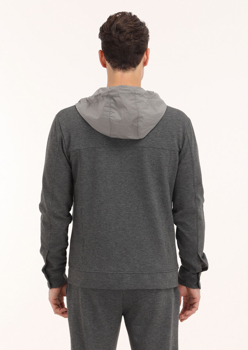 Dark Grey Regular Fit Lightweight Jacket - 4