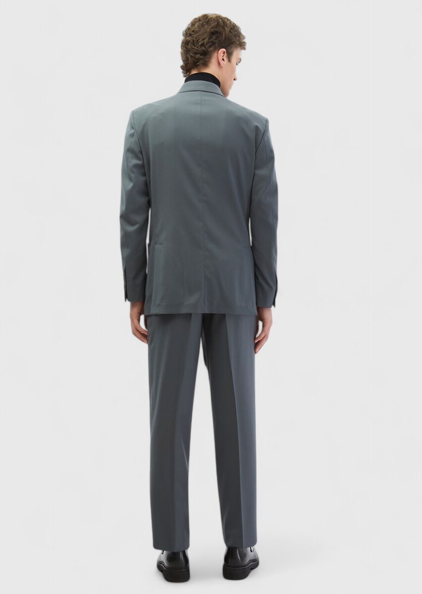 Dark Grey Striped Oversize Fit 100% Wool Suit - 7