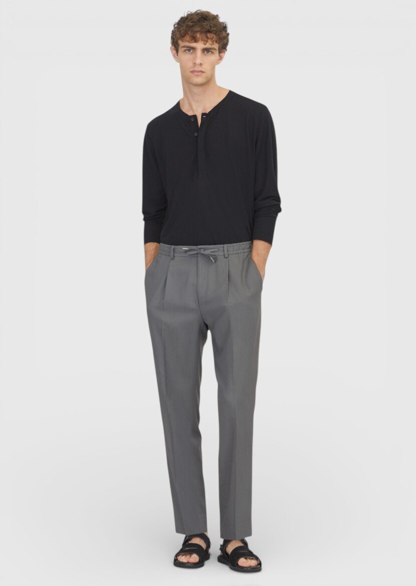 Dark Grey Weaving Jogging Fit Casual Trousers - RAMSEY