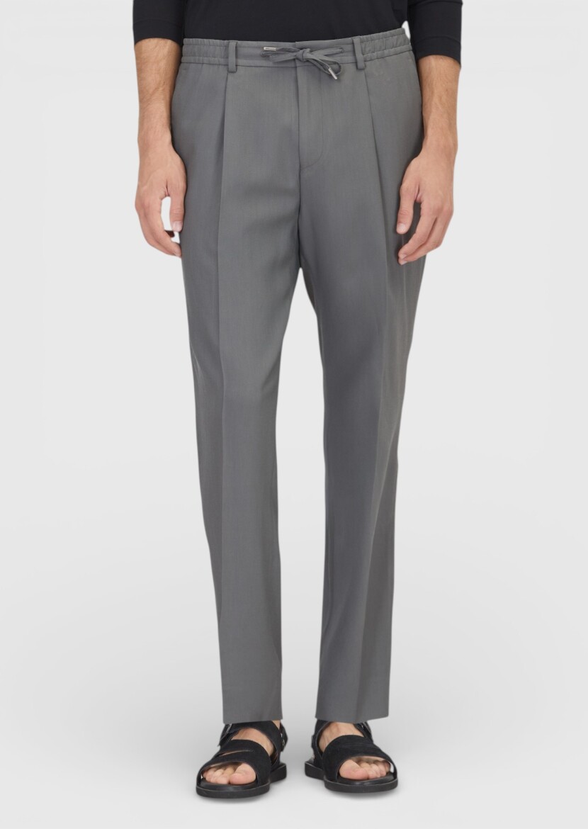 Dark Grey Weaving Jogging Fit Casual Trousers - RAMSEY