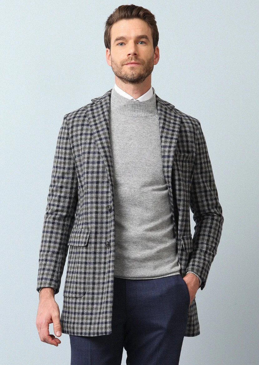 Dark Grey Weaving Overcoat - 2