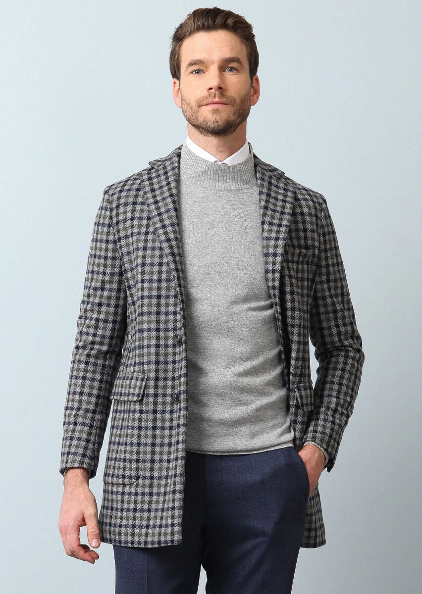 Dark Grey Weaving Overcoat - 2