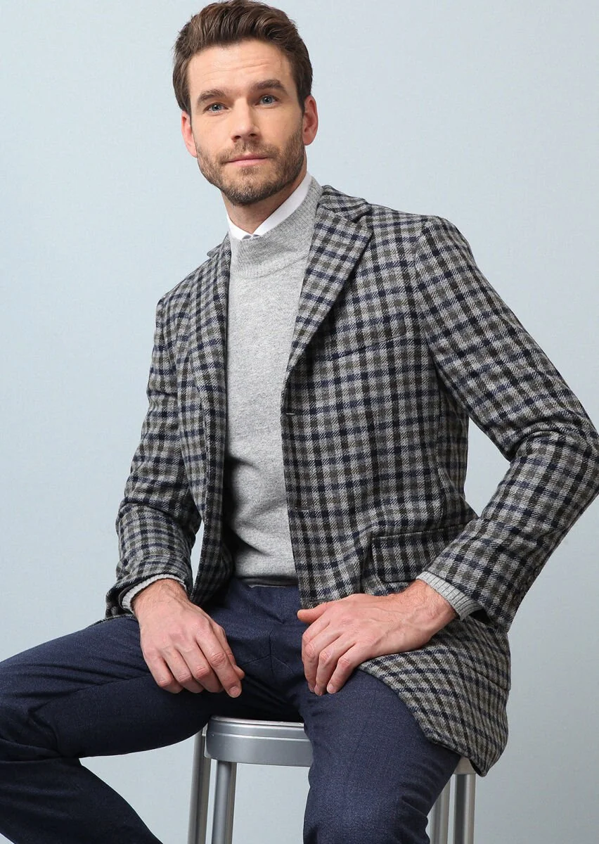 Dark Grey Weaving Overcoat - 3