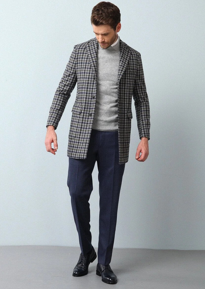 Dark Grey Weaving Overcoat - 4