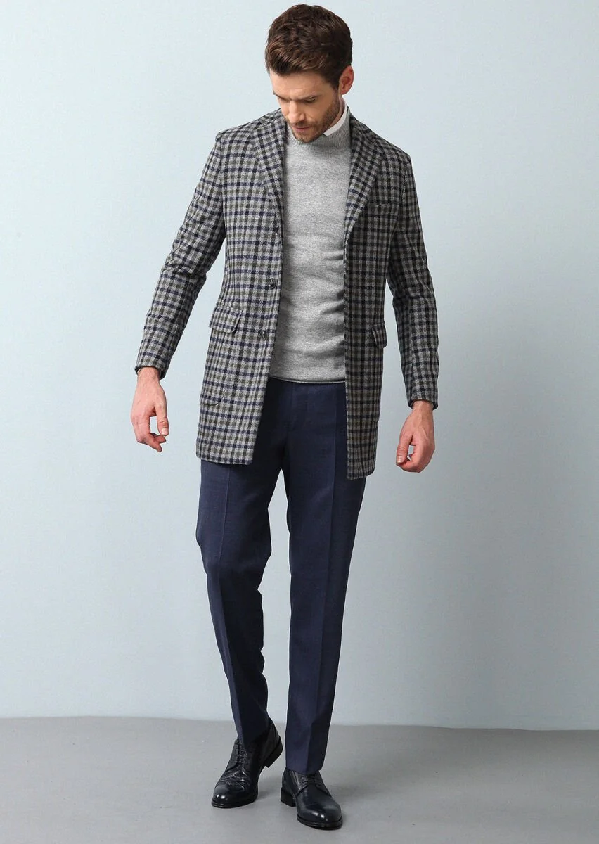Dark Grey Weaving Overcoat - 4