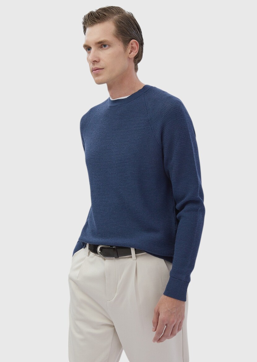 Dark Indigo Knitwear Sweatshirt - 1