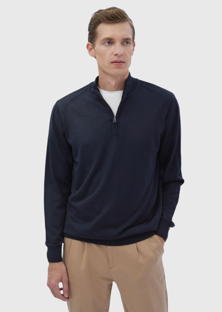 Dark Indigo Knitwear Sweatshirt - 1