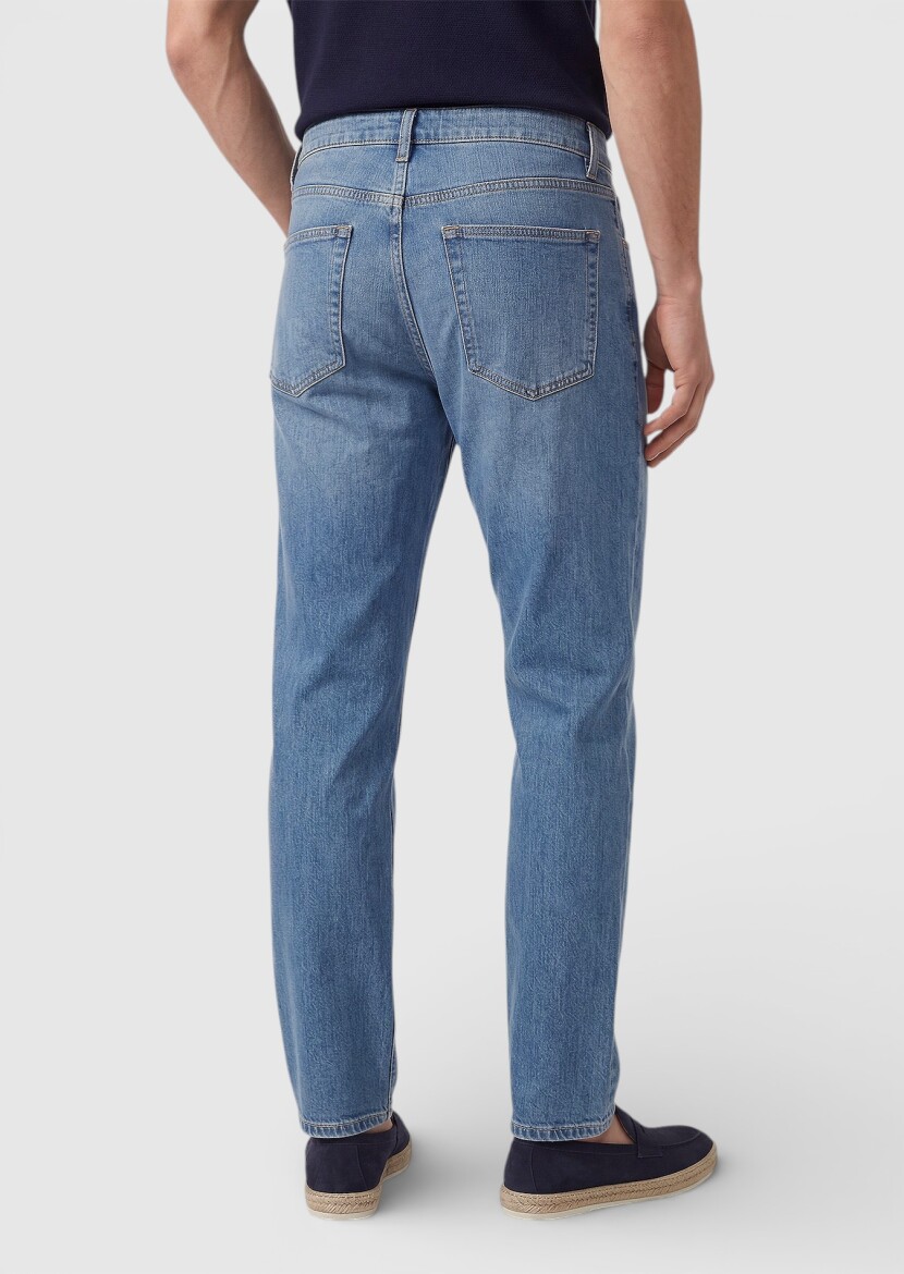 Dark Indigo Regular Fit Denim Cotton Blended Trousers - 5