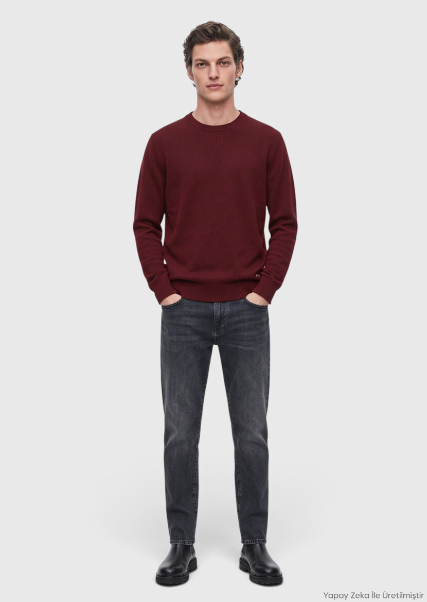 Dark Indigo Regular Fit Denim Cotton Blended Trousers - RAMSEY