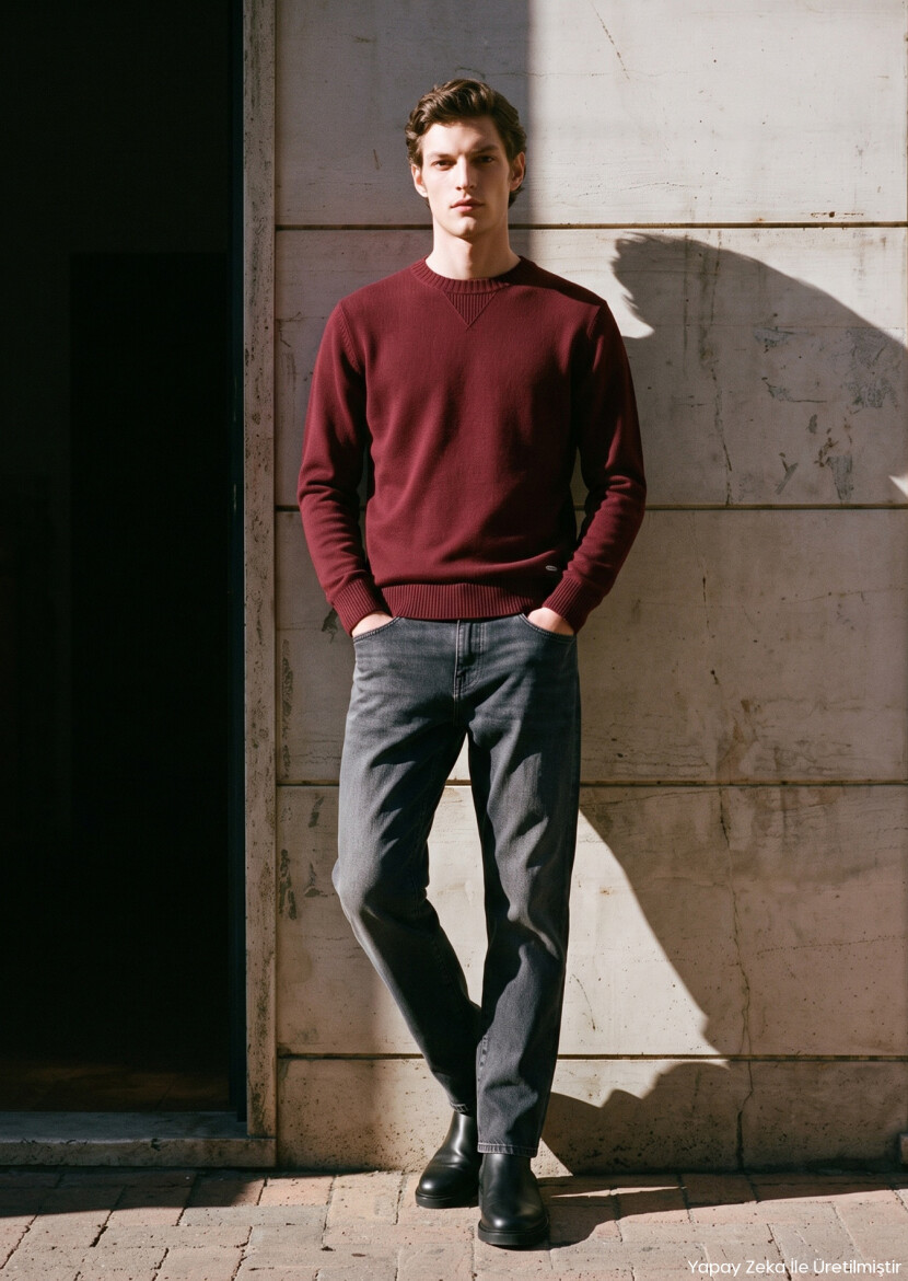 Dark Indigo Regular Fit Denim Cotton Blended Trousers - RAMSEY