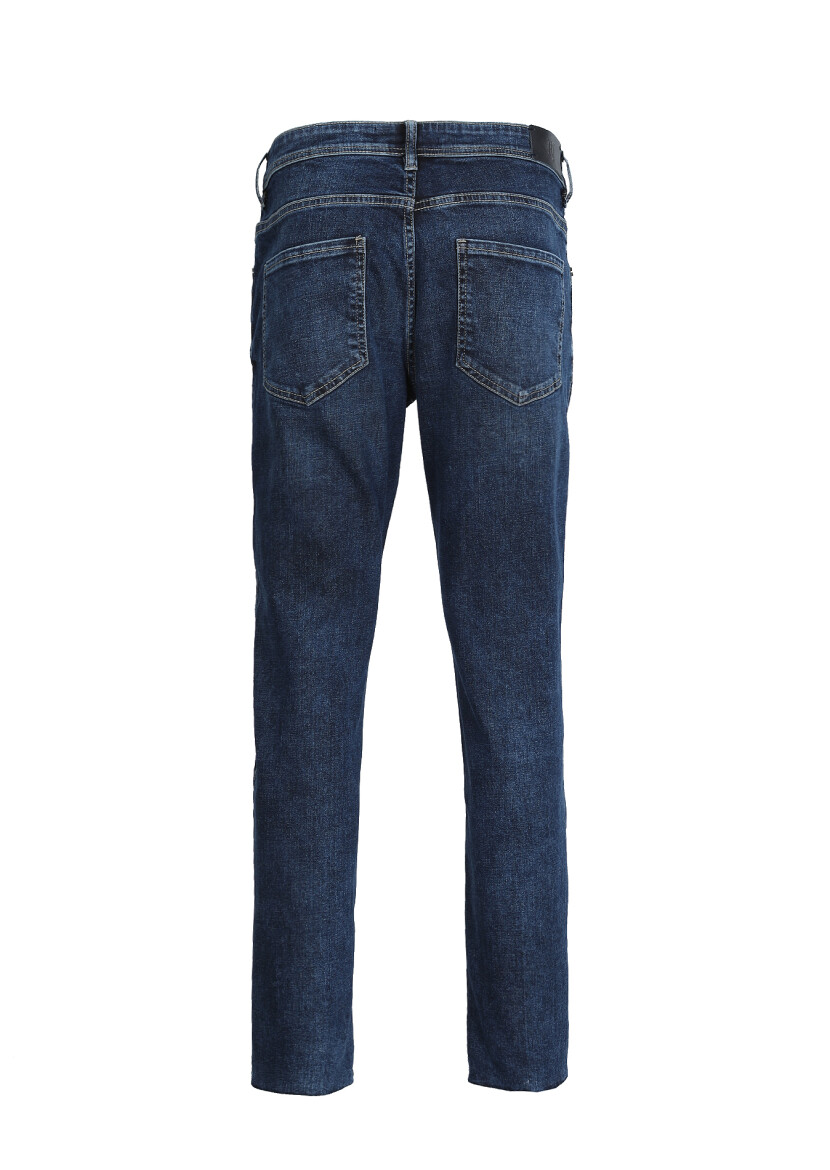 Dark Indigo Slim Fit Denim Cotton Blended Trousers - 7