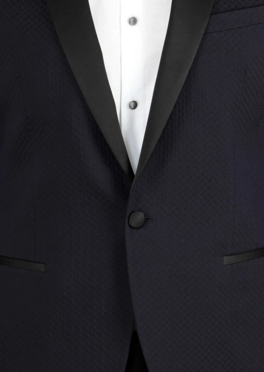 Dark Navyblue Cotton Blended Dinner Jacket - 4