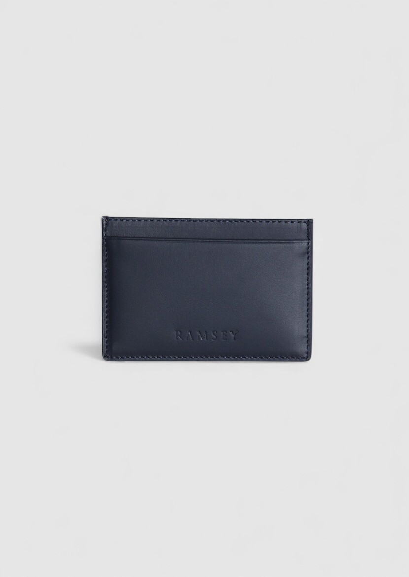 Dark Navyblue Cow Leather Card Holder - 3