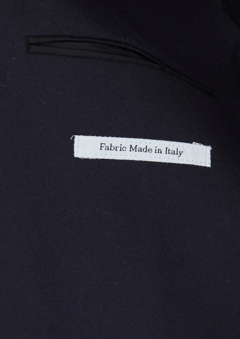 Dark Navyblue Patterned 100% Wool Jacket - 6