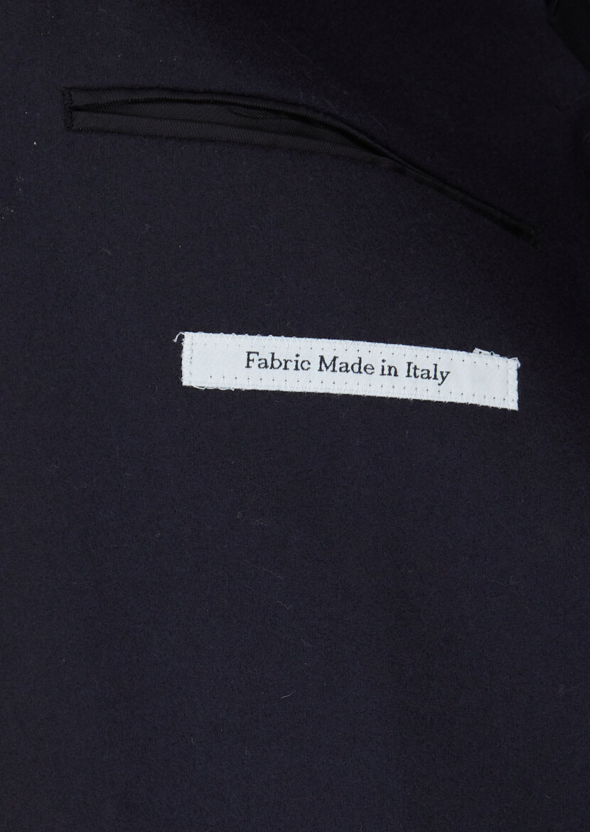 Dark Navyblue Patterned 100% Wool Jacket - 6