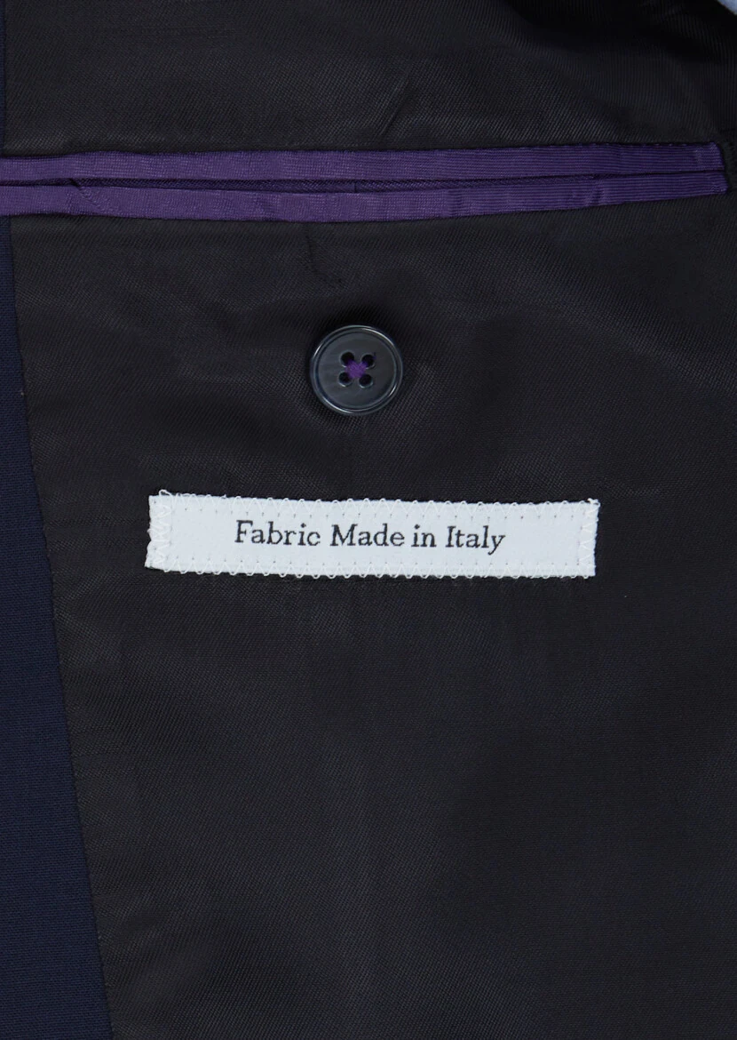 Dark Navyblue Plain Zeroweight Slim Fit Wool Blended Suit - 5