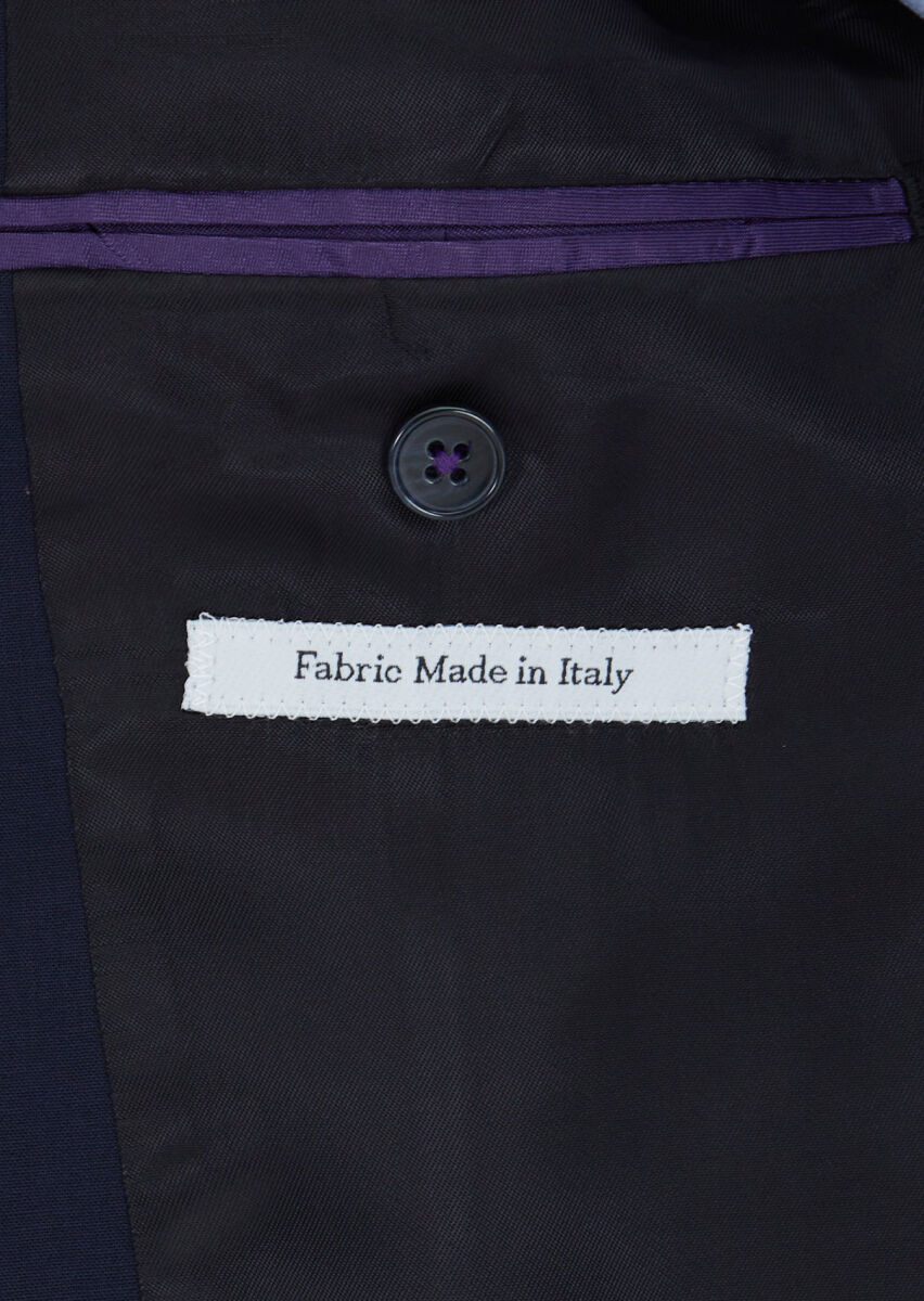 Dark Navyblue Plain Zeroweight Slim Fit Wool Blended Suit - 5