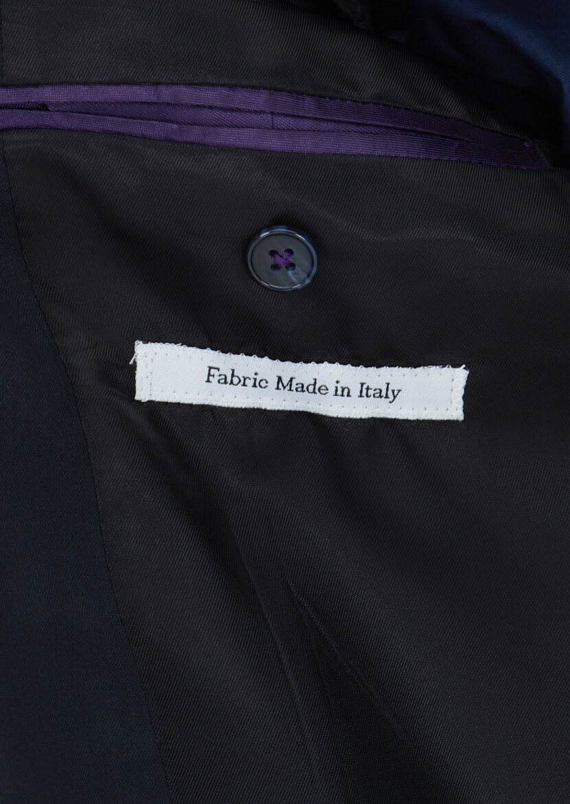 Dark Navyblue Striped Zeroweight Slim Fit 100% Wool Suit - 4