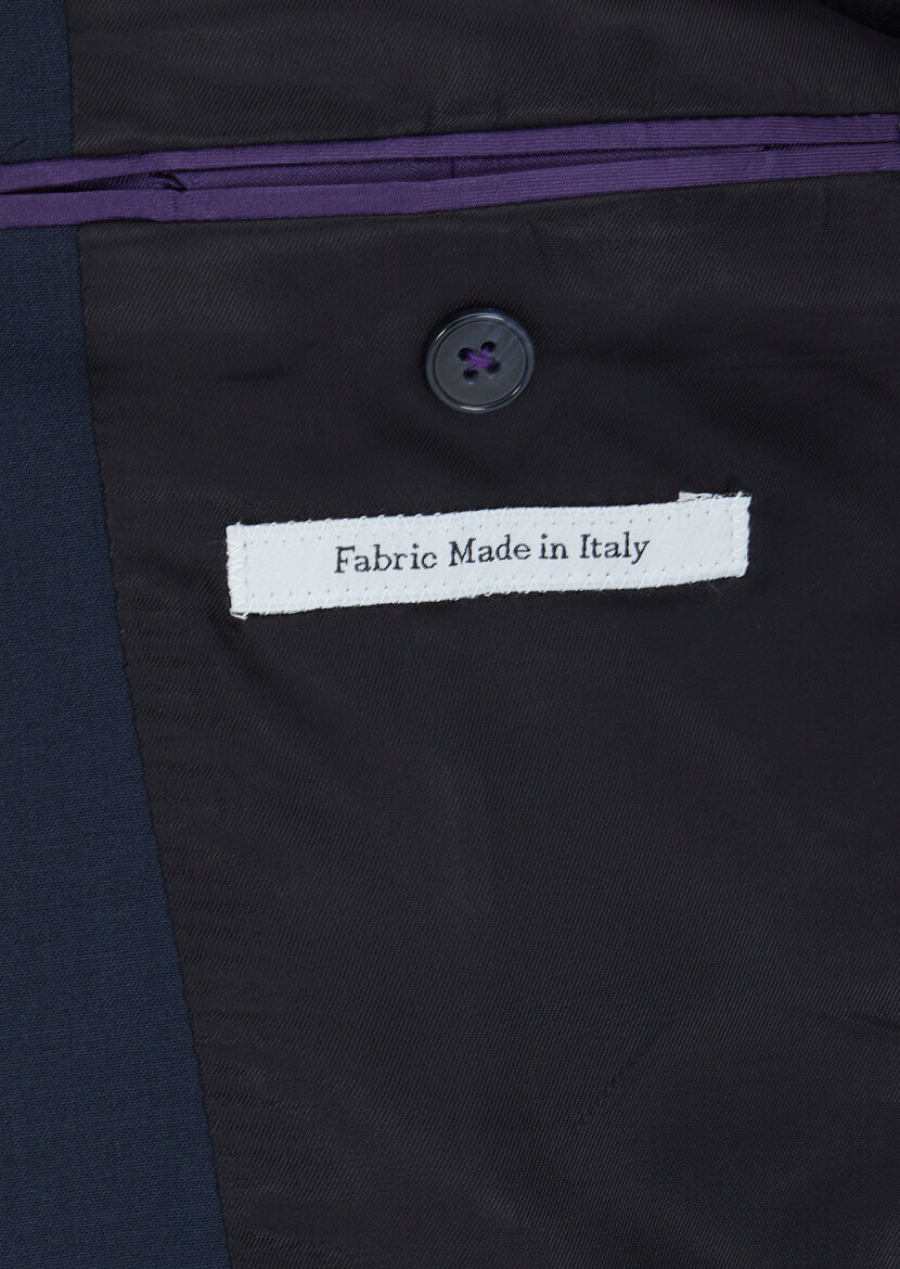 Dark Navyblue Striped Zeroweight Slim Fit Wool Blended Suit - 6