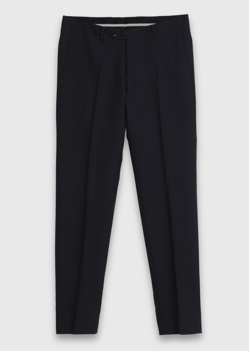Dark Navyblue Weaving Regular Fit Classical 100% Wool Trousers - 6