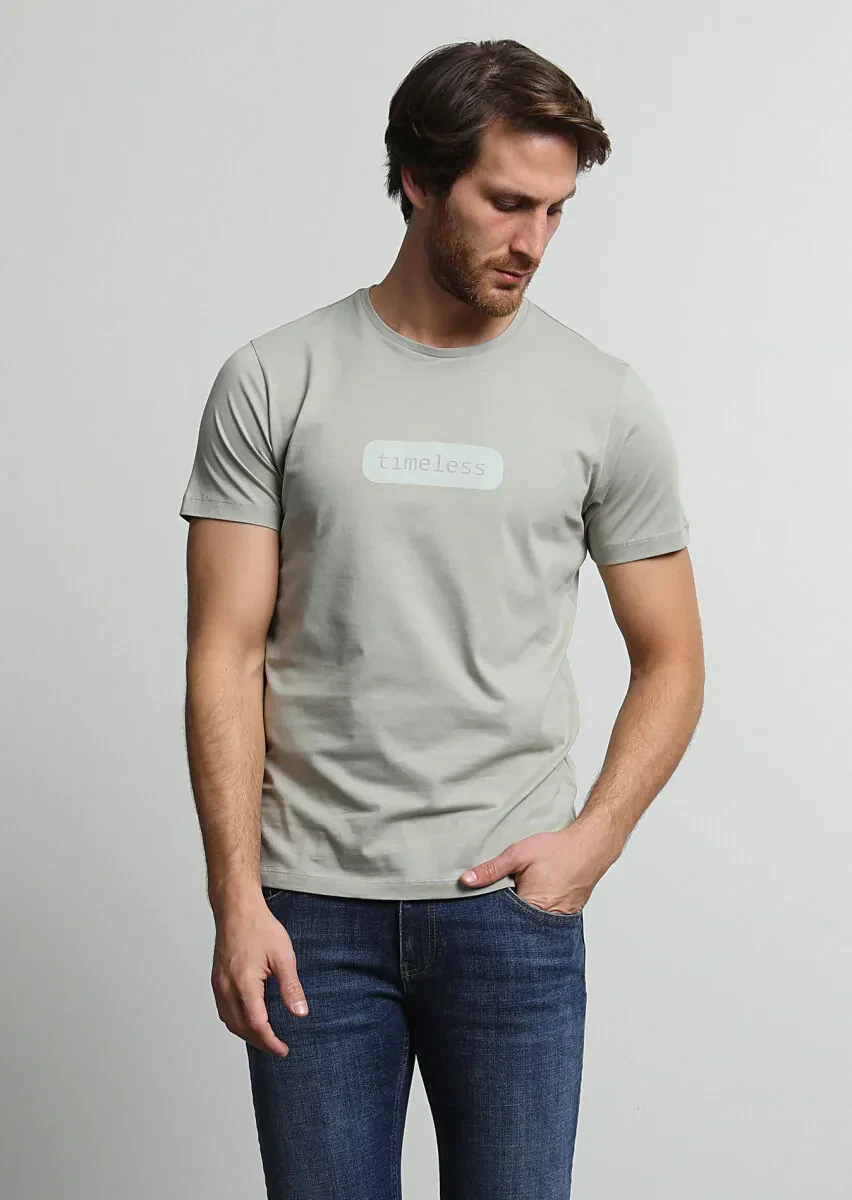 Deve Tüyü Baskılı %100 Pamuk T-Shirt - 1
