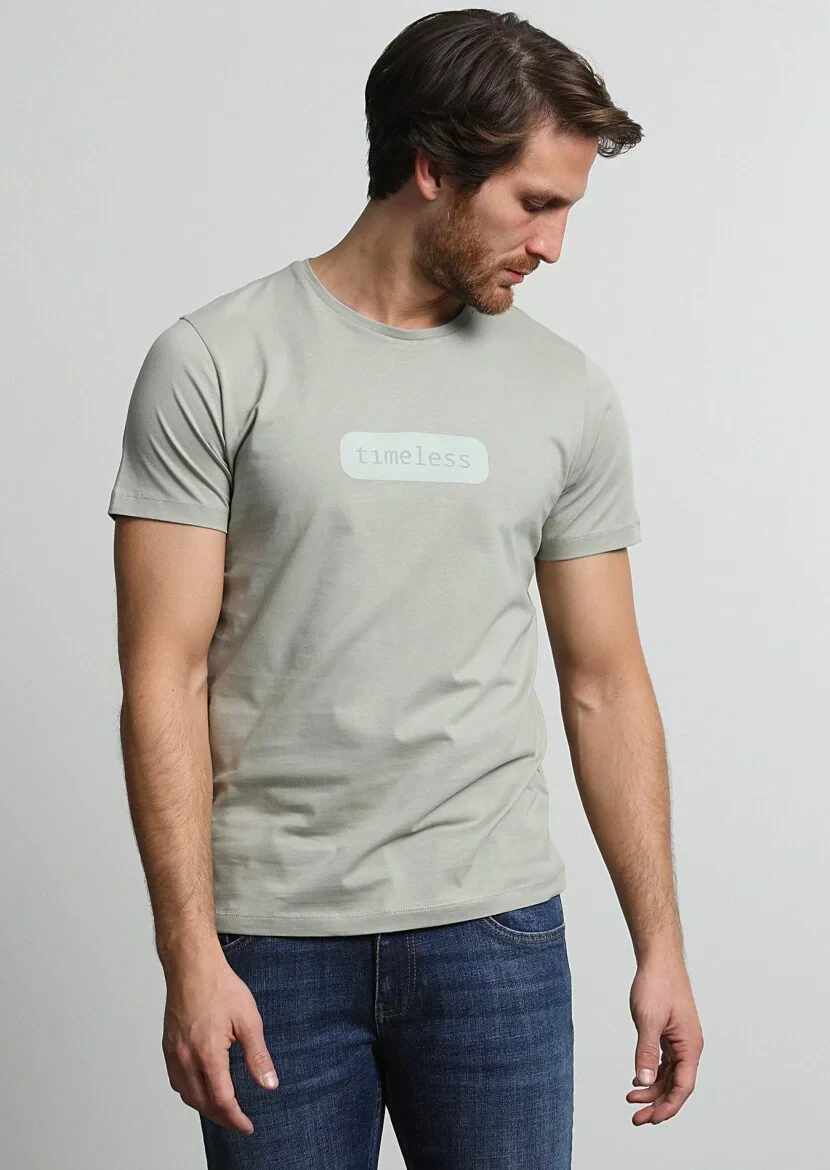 Deve Tüyü Baskılı %100 Pamuk T-Shirt - 3