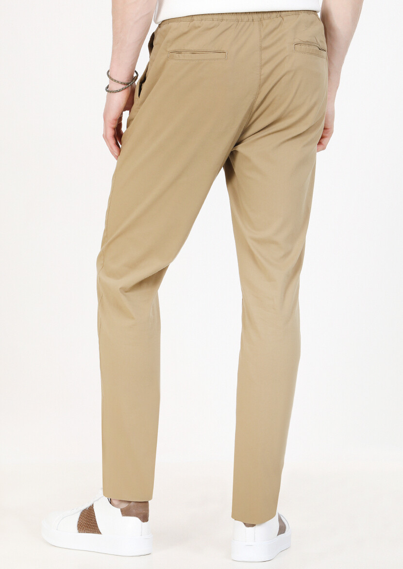 Deve Tüyü Düz Dokuma Jogging Fit Casual Pamuk Karışımlı Pantolon - 5