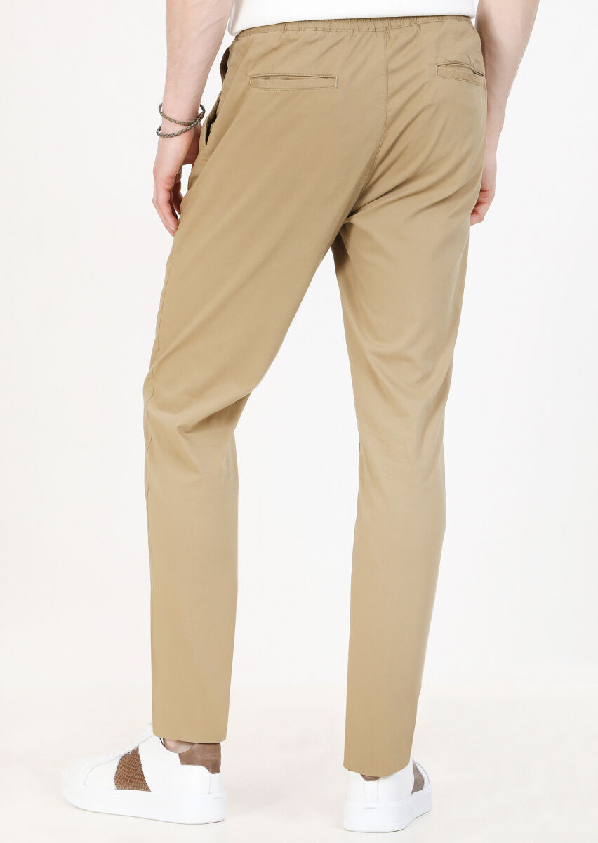 Deve Tüyü Düz Dokuma Jogging Fit Casual Pamuk Karışımlı Pantolon - 5