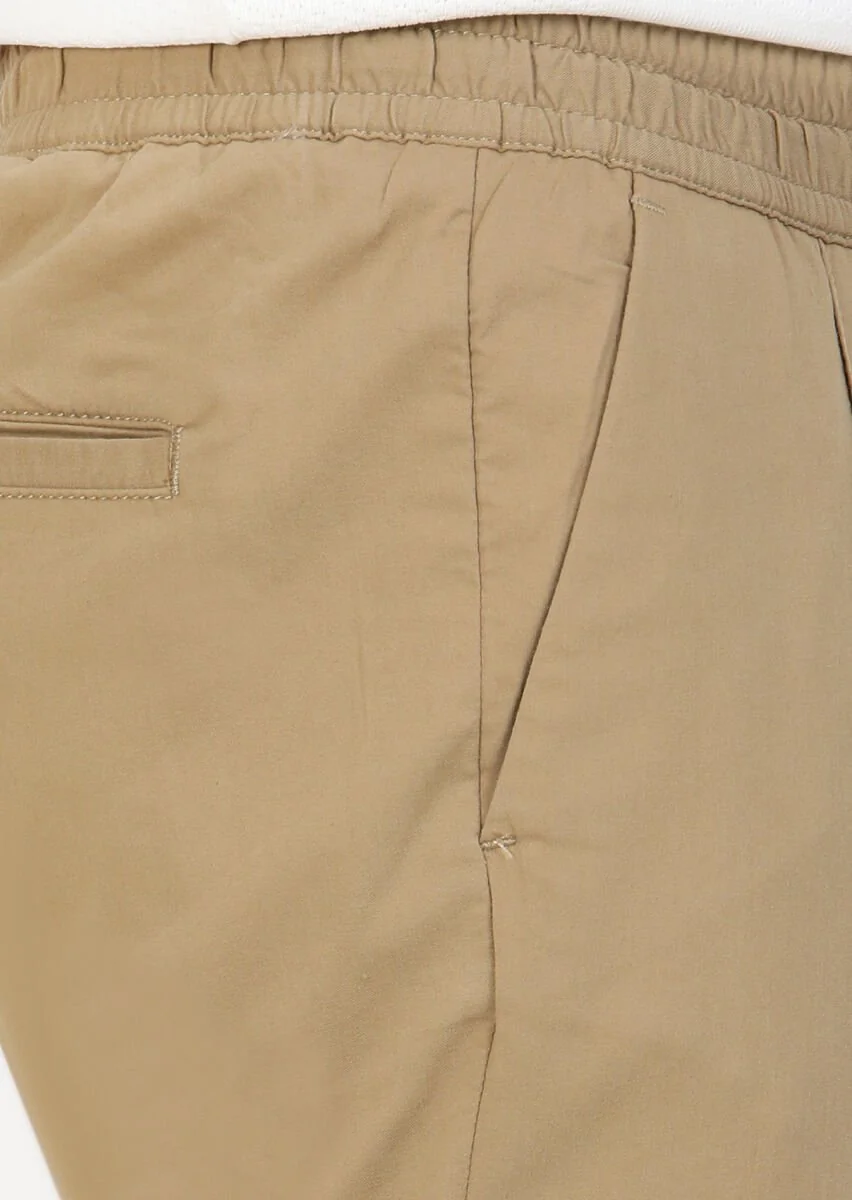 Deve Tüyü Düz Dokuma Jogging Fit Casual Pamuk Karışımlı Pantolon - 4
