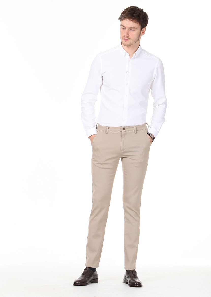 Deve Tüyü Düz Dokuma Regular Fit Casual %100 Pamuk Pantolon - 2
